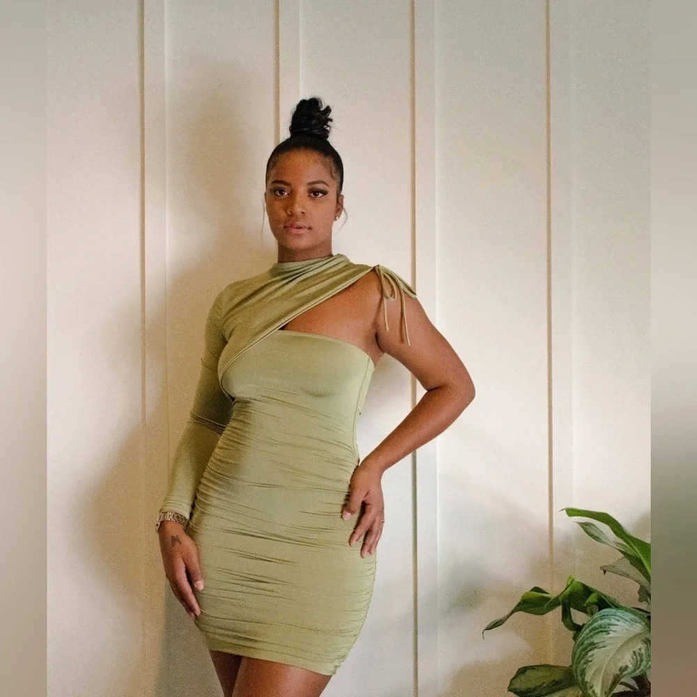 Evening green one shoulder cocktail dress size XS